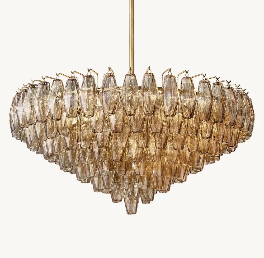 Smoke Glass Cascade Crown Chandelier