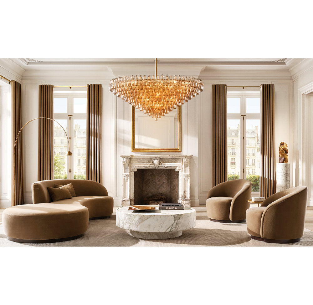 Smoke Glass Cascade Crown Chandelier