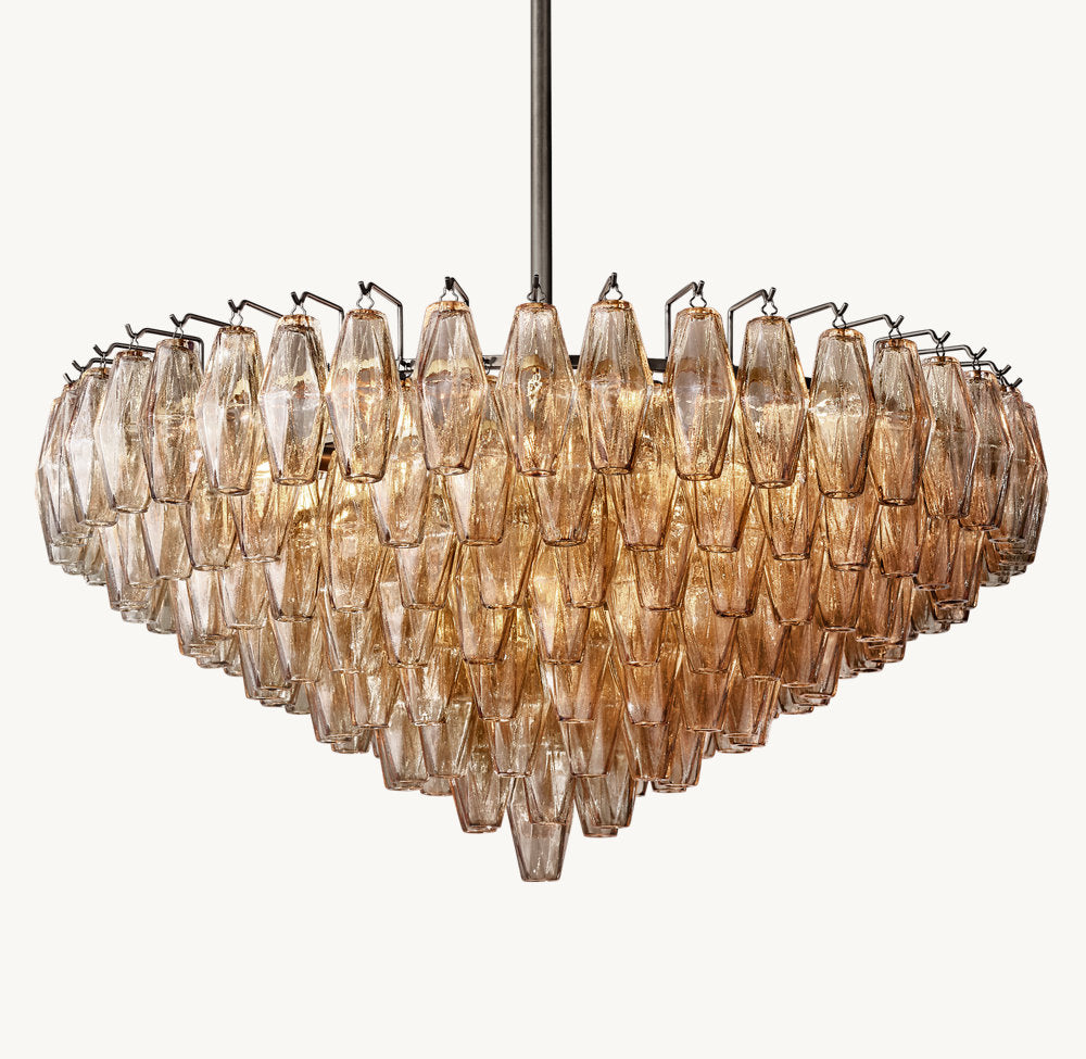 Smoke Glass Cascade Crown Chandelier