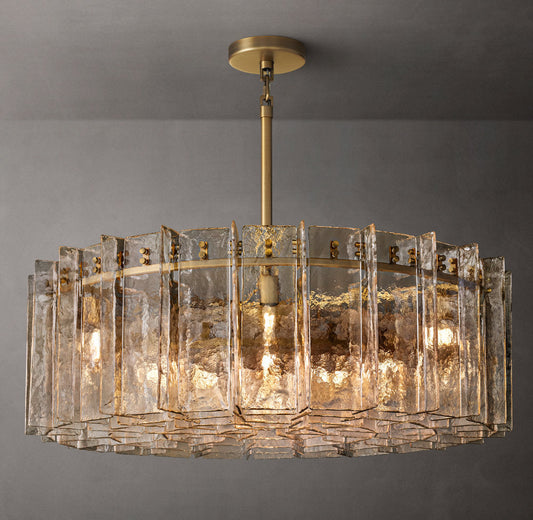Smoke Rippled Glass Ring Chandelier