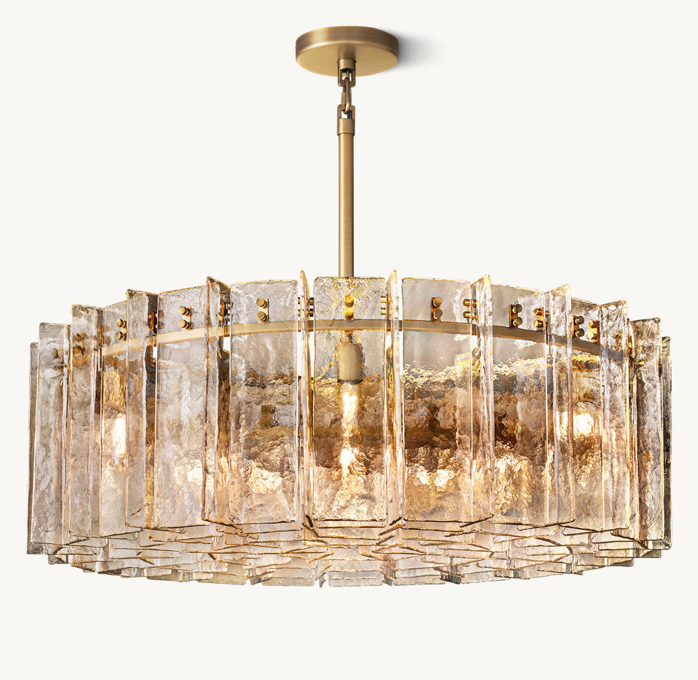 Smoke Rippled Glass Ring Chandelier