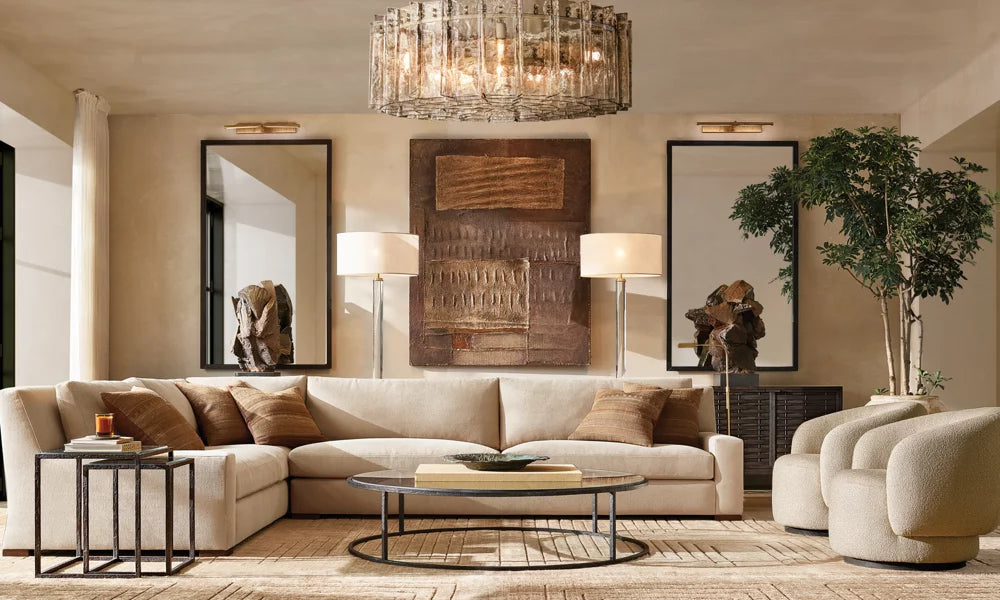 Smoke Rippled Glass Ring Chandelier