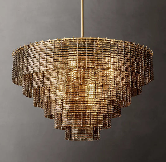 Smoked Cast Glass Cascade Chandelier