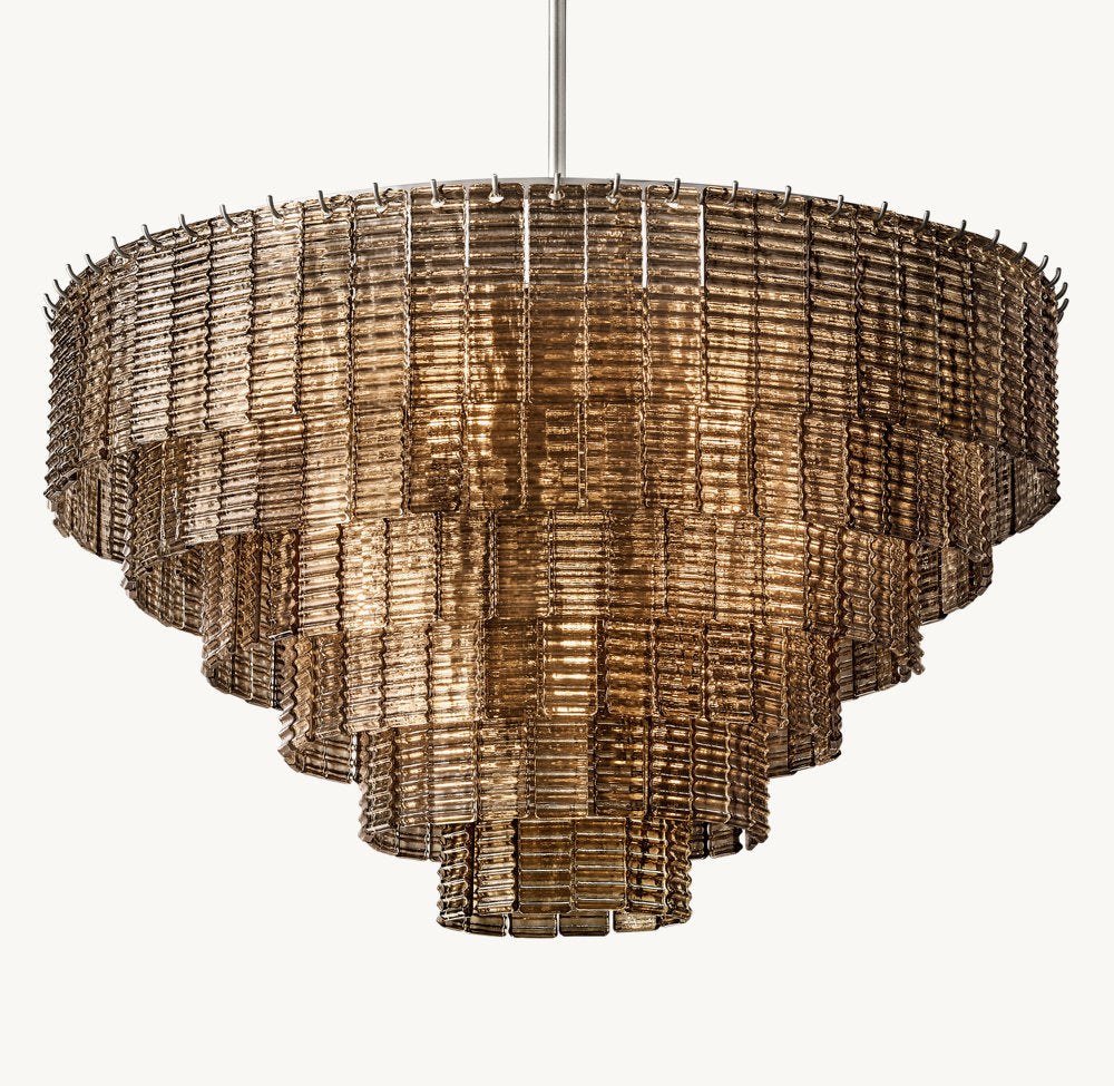 Smoked Cast Glass Cascade Chandelier