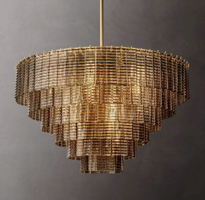 Smoked Cast Glass Cascade Chandelier
