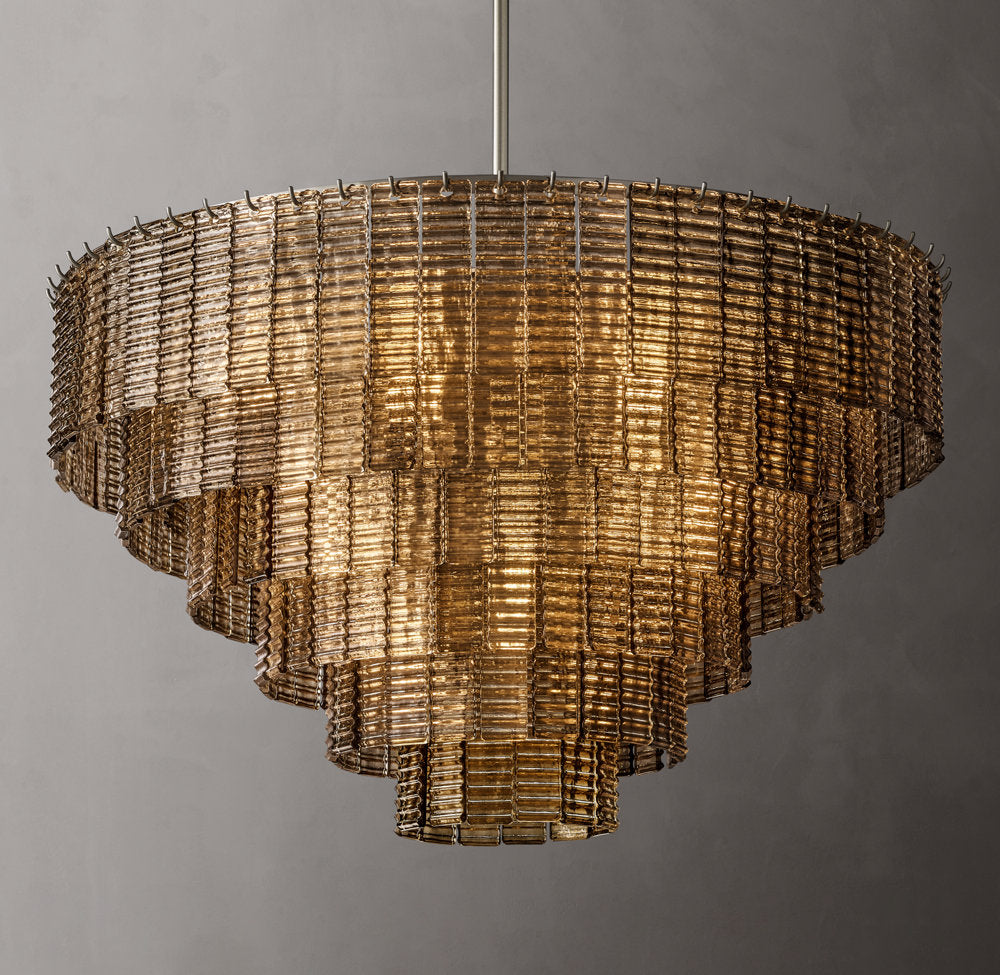 Smoked Cast Glass Cascade Chandelier