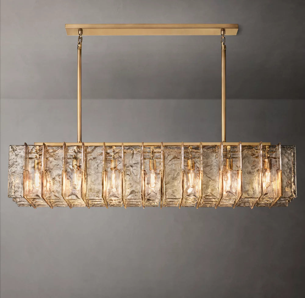 Smoked Rippled Glass Island Chandelier
