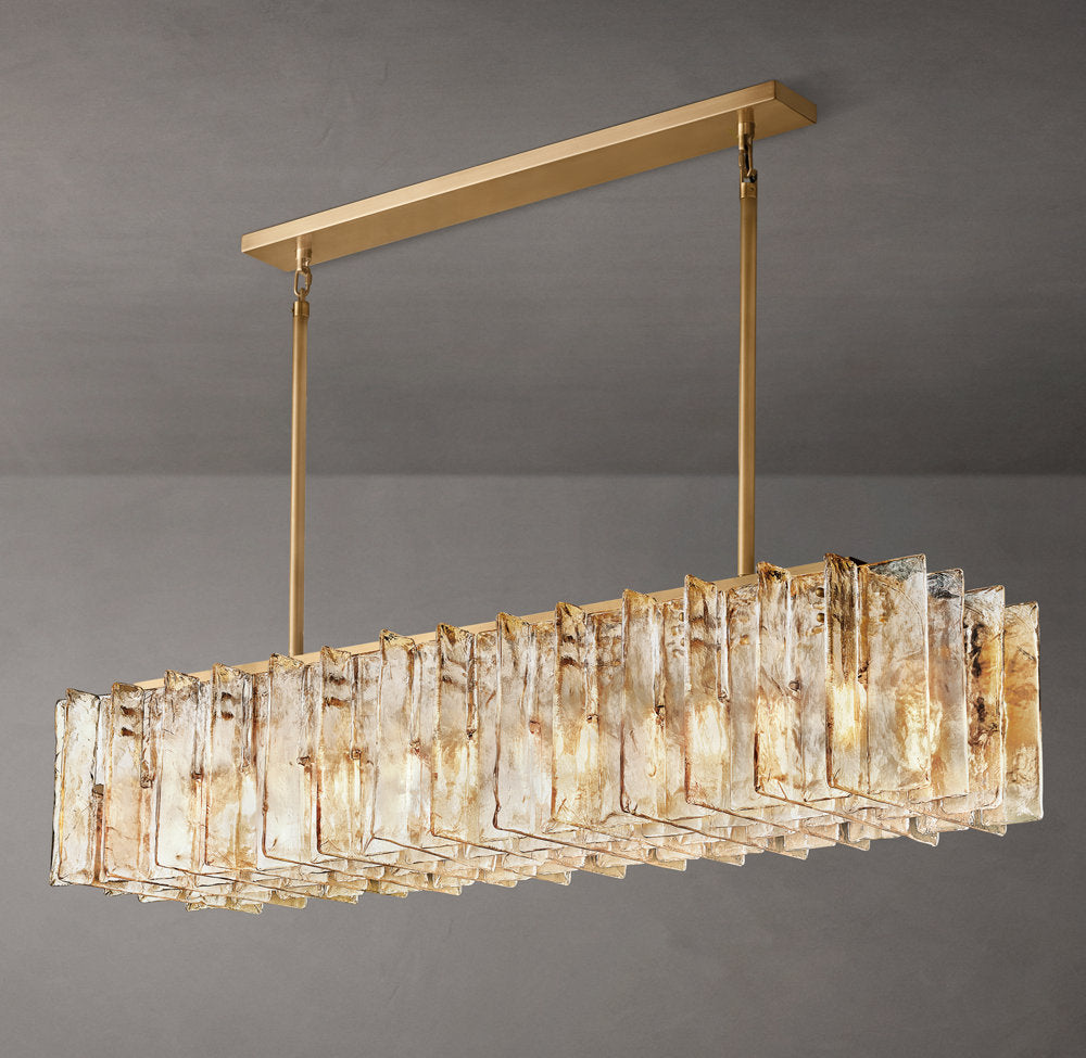 Smoked Rippled Glass Island Chandelier