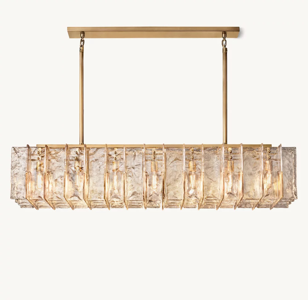 Smoked Rippled Glass Island Chandelier