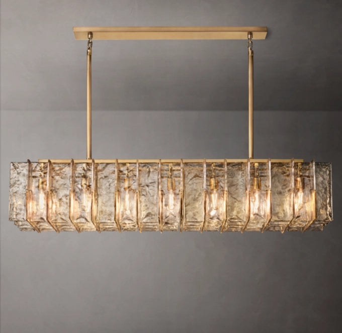 Smoked Rippled Glass Island Chandelier