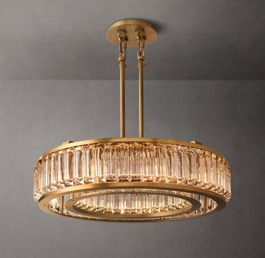 Solid Brass Crystal Drum Chandelier