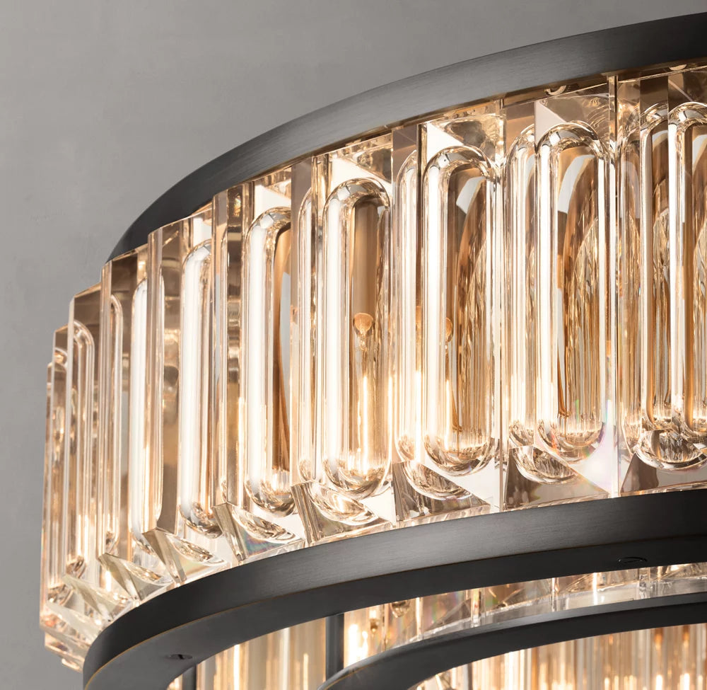 Solid Brass Crystal Drum Chandelier