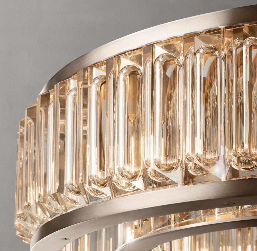 Solid Brass Crystal Drum Chandelier