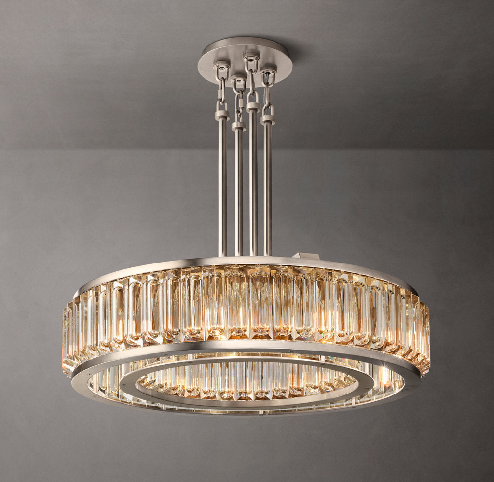 Solid Brass Crystal Drum Chandelier