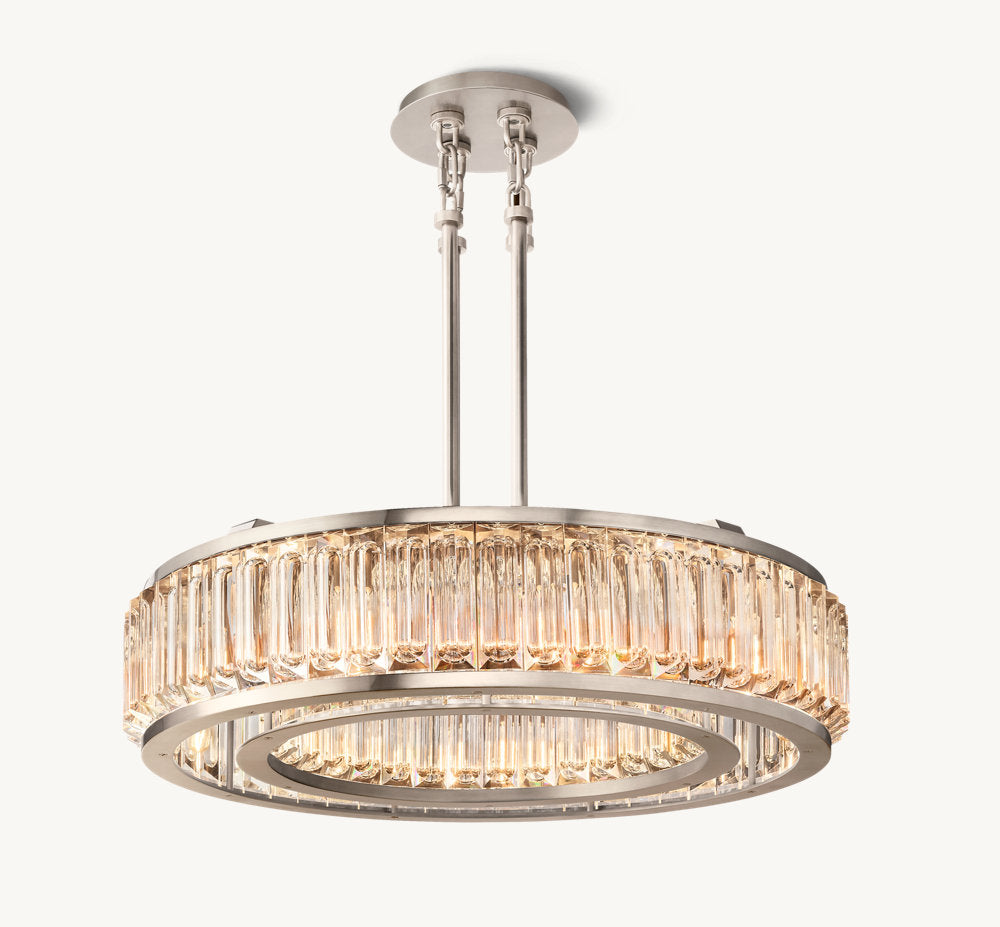 Solid Brass Crystal Drum Chandelier
