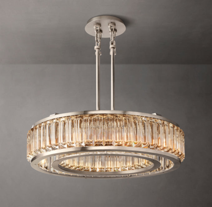 Solid Brass Crystal Drum Chandelier