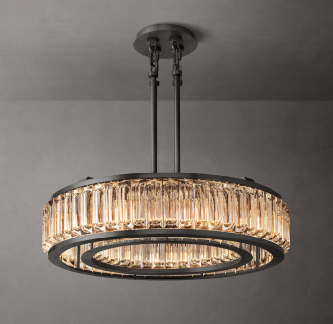 Solid Brass Crystal Drum Chandelier