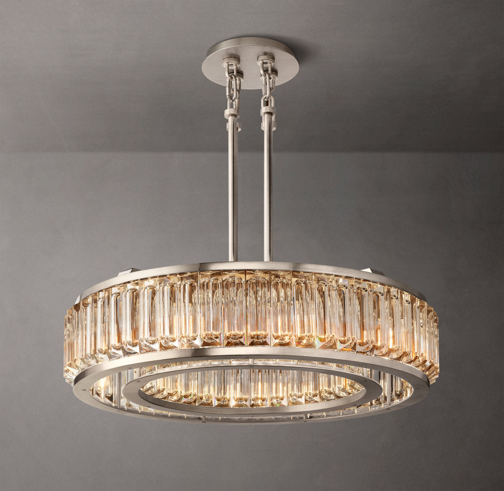 Solid Brass Crystal Drum Chandelier