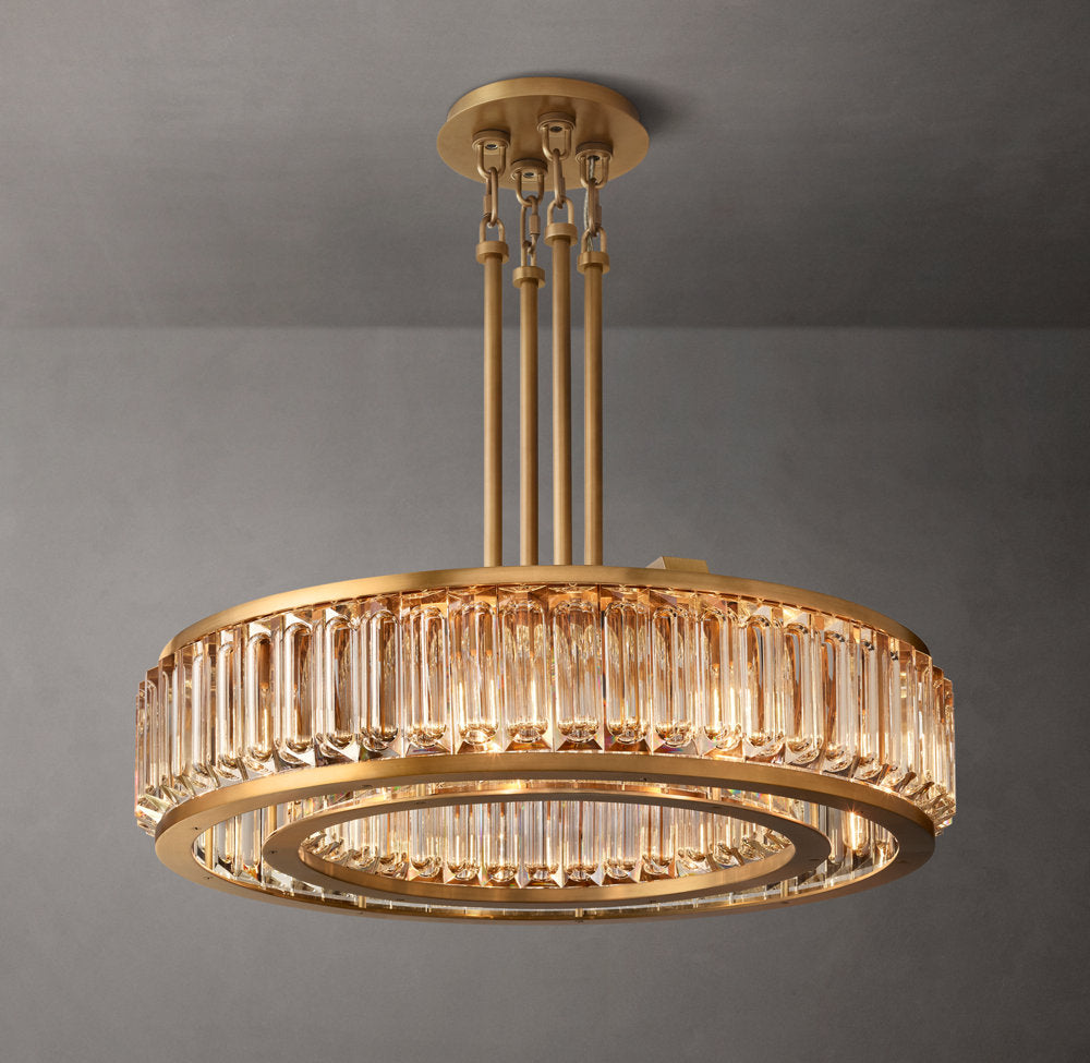 Solid Brass Crystal Drum Chandelier