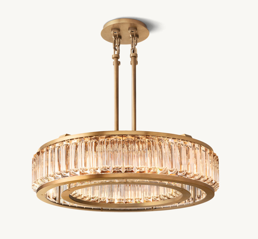 Solid Brass Crystal Drum Chandelier