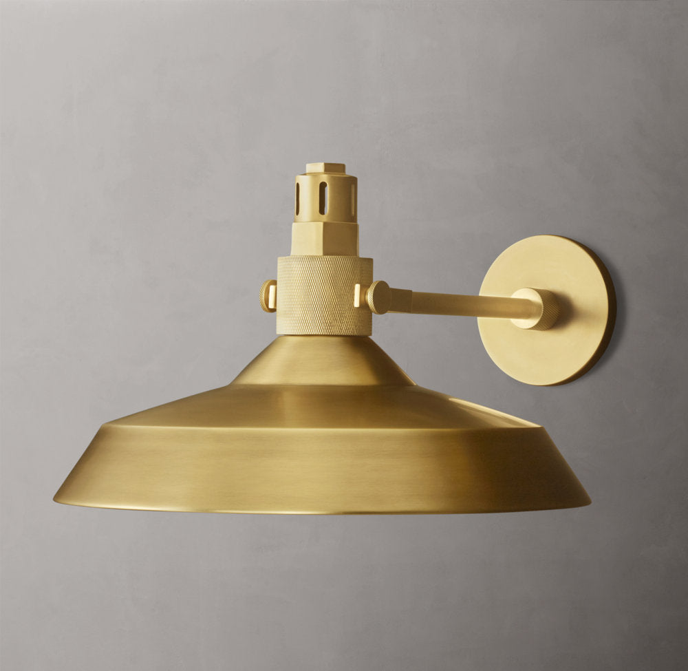 Solid Brass Disc Shade Outdoor Sconce