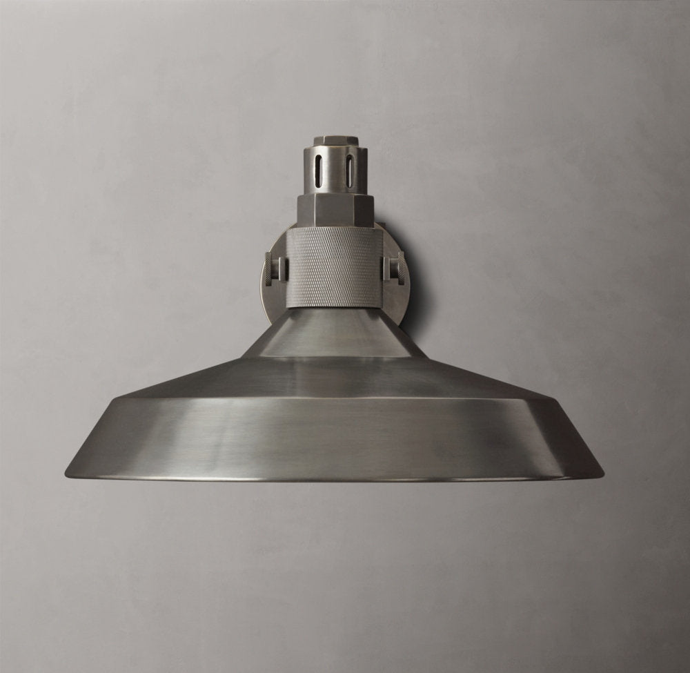 Solid Brass Disc Shade Outdoor Sconce
