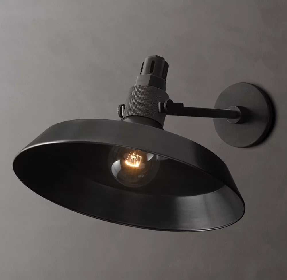 Solid Brass Disc Shade Outdoor Sconce