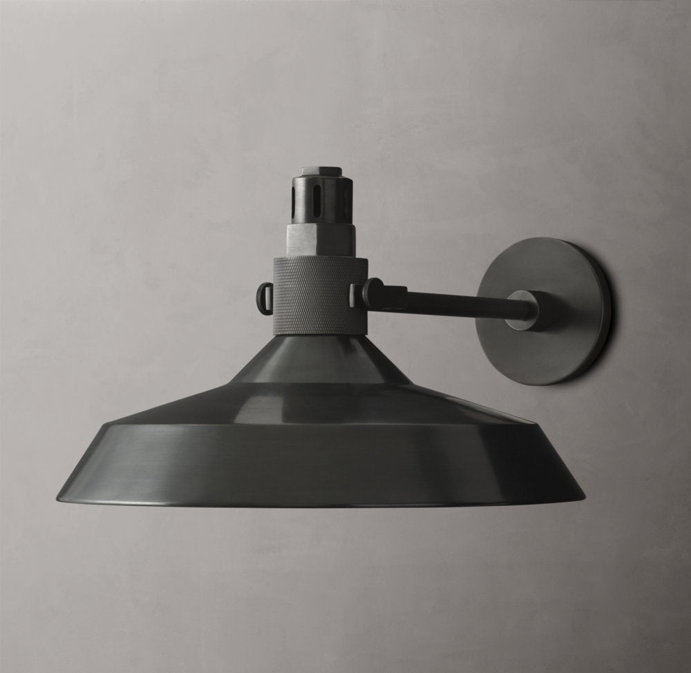 Solid Brass Disc Shade Outdoor Sconce