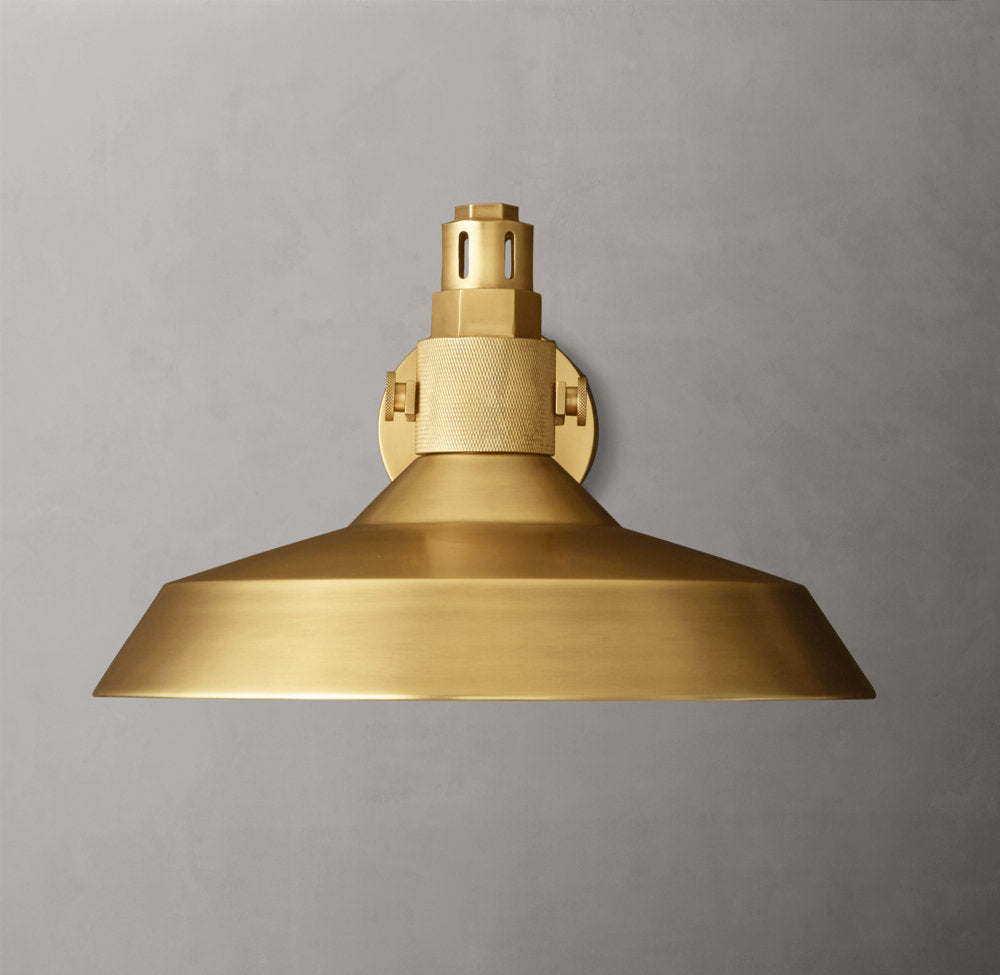 Solid Brass Disc Shade Outdoor Sconce