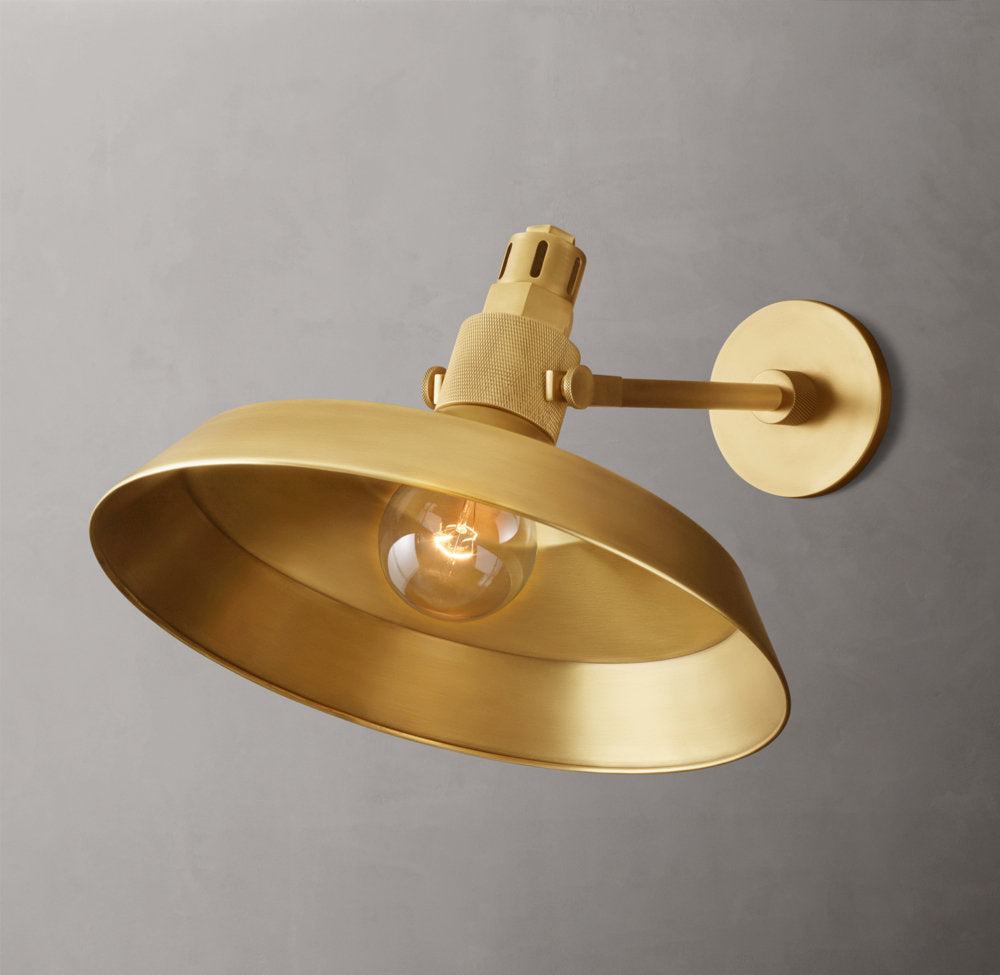 Solid Brass Disc Shade Outdoor Sconce