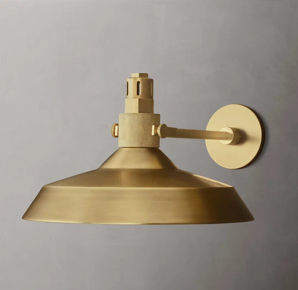 Solid Brass Disc Shade Outdoor Sconce