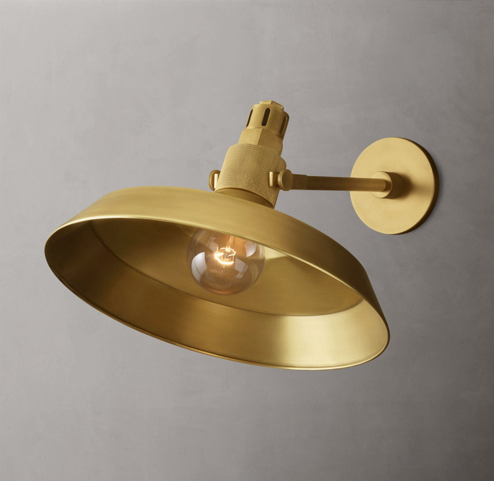 Solid Brass Disc Shade Outdoor Sconce