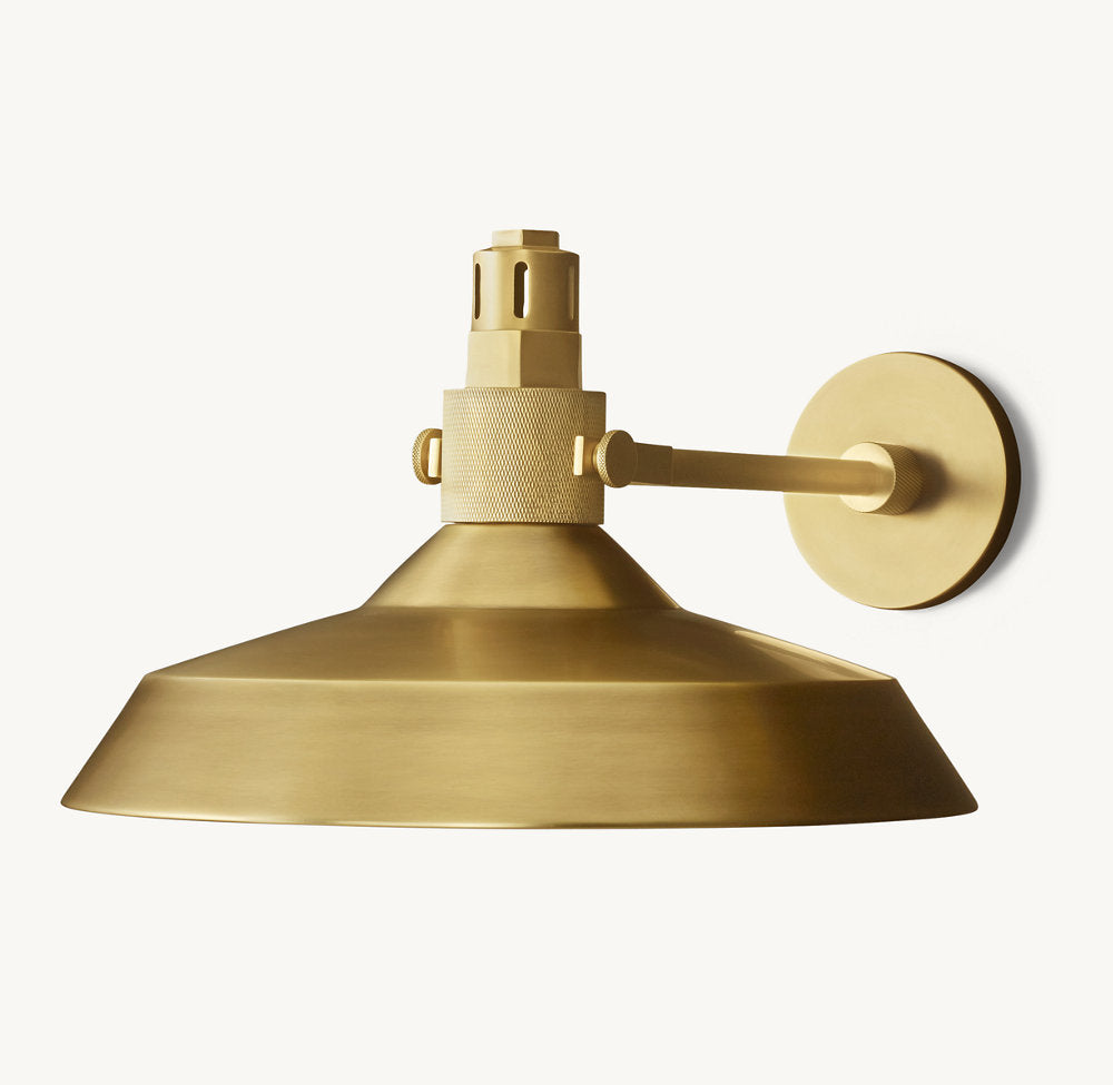 Solid Brass Disc Shade Outdoor Sconce