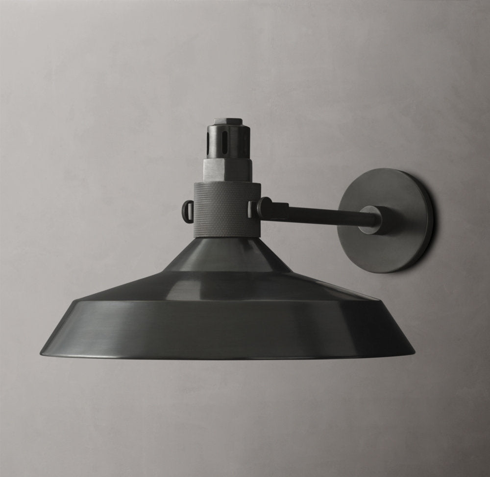Solid Brass Disc Shade Outdoor Sconce