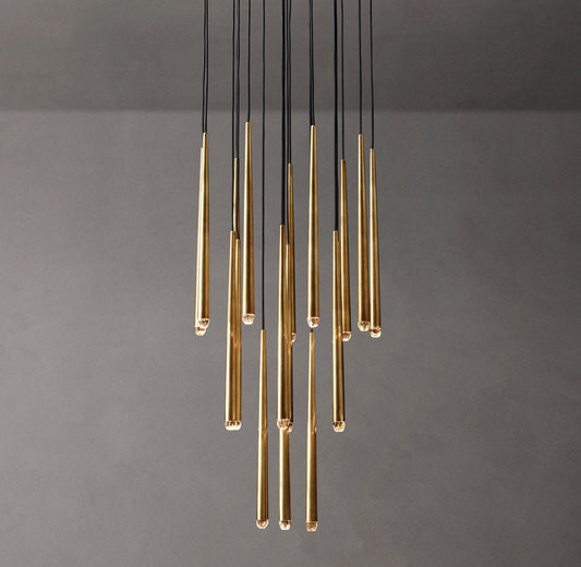 Suspended Brass LED Cascade Chandelier