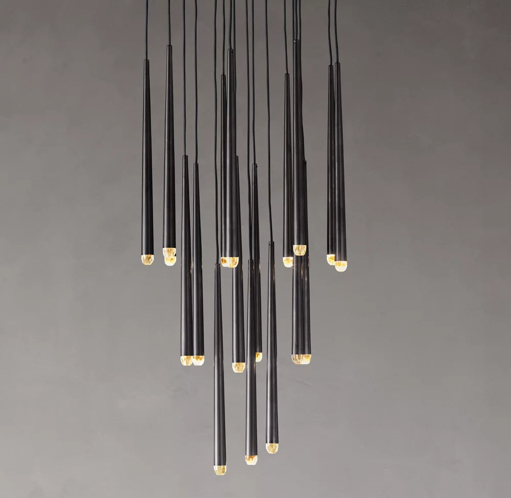 Suspended Brass LED Cascade Chandelier