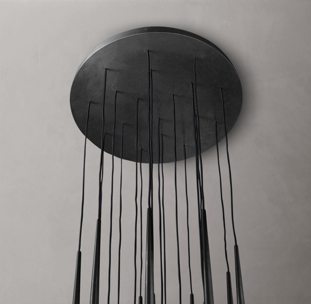 Suspended Brass LED Cascade Chandelier
