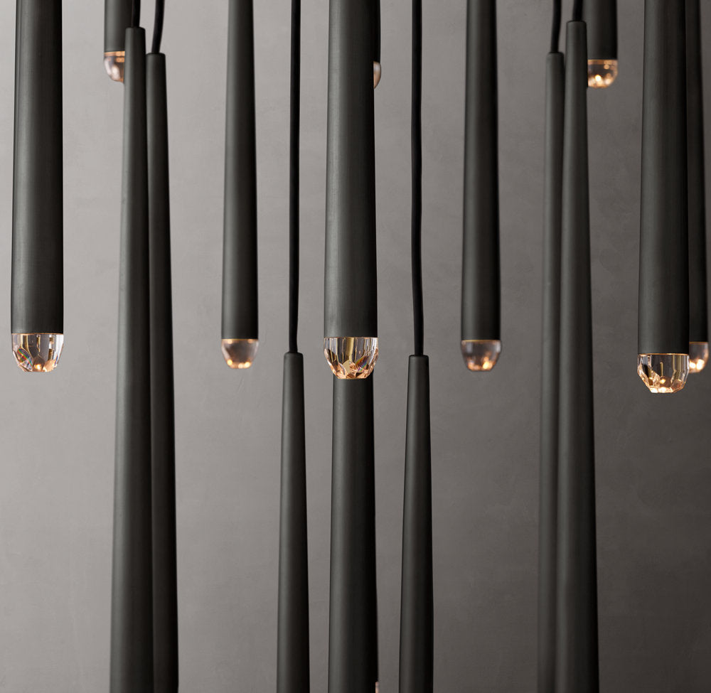 Suspended Brass LED Cascade Chandelier