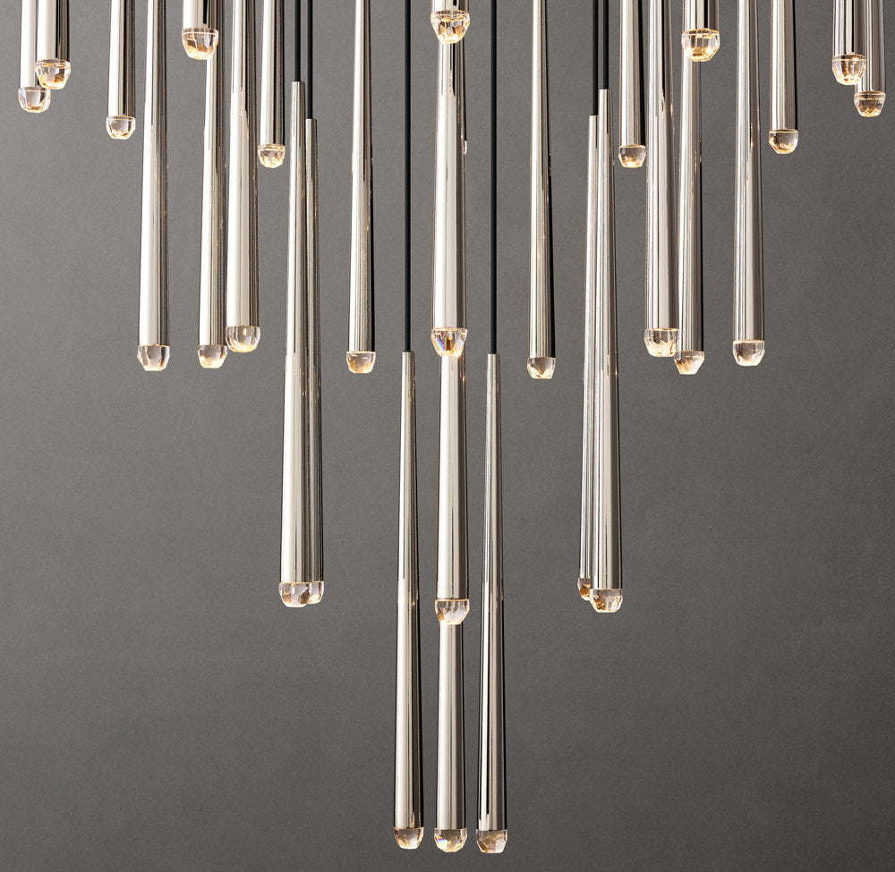Suspended Brass LED Cascade Chandelier