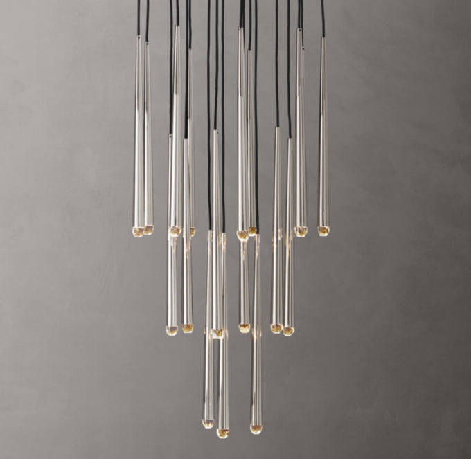 Suspended Brass LED Cascade Chandelier