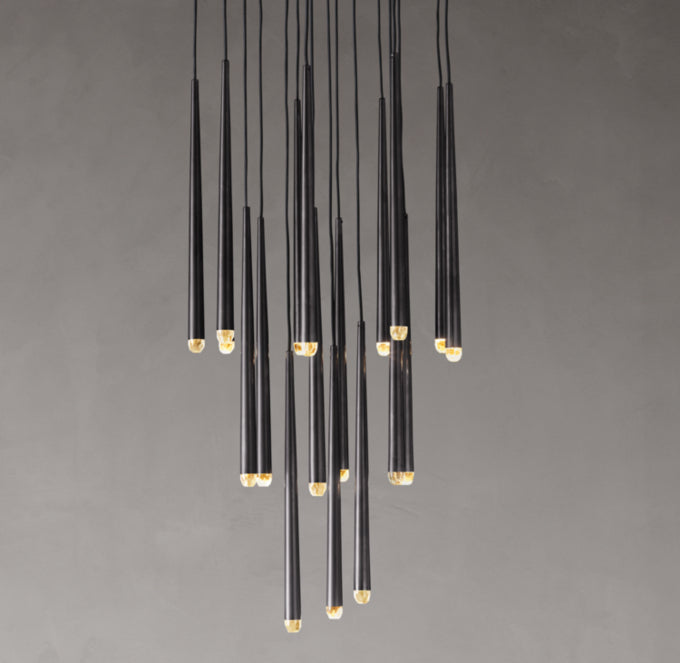 Suspended Brass LED Cascade Chandelier