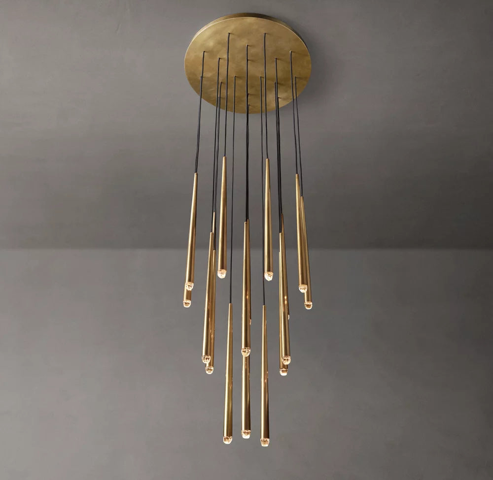 Suspended Brass LED Cascade Chandelier