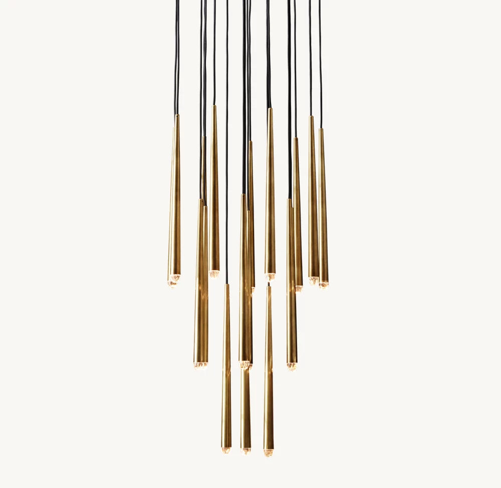 Suspended Brass LED Cascade Chandelier