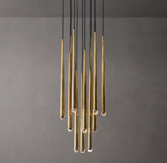 Suspended Brass LED Droplet Chandelier