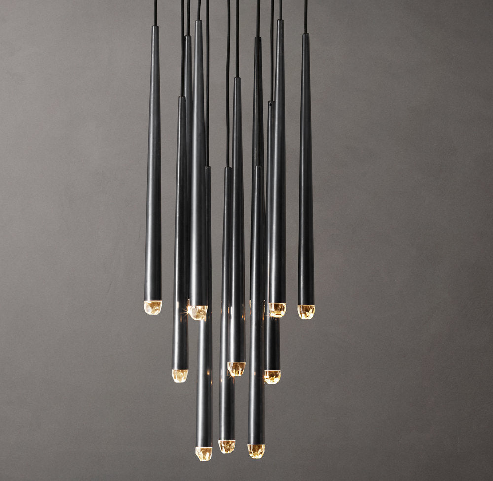 Suspended Brass LED Droplet Chandelier