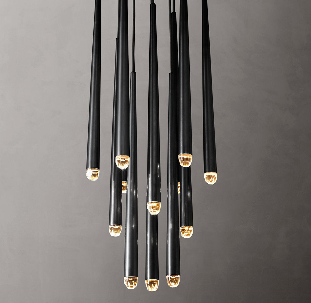 Suspended Brass LED Droplet Chandelier