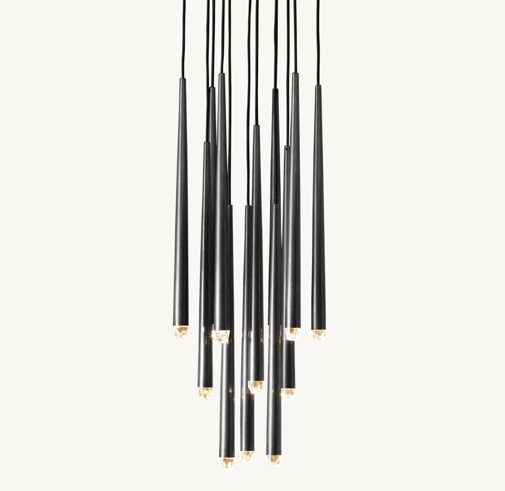 Suspended Brass LED Droplet Chandelier