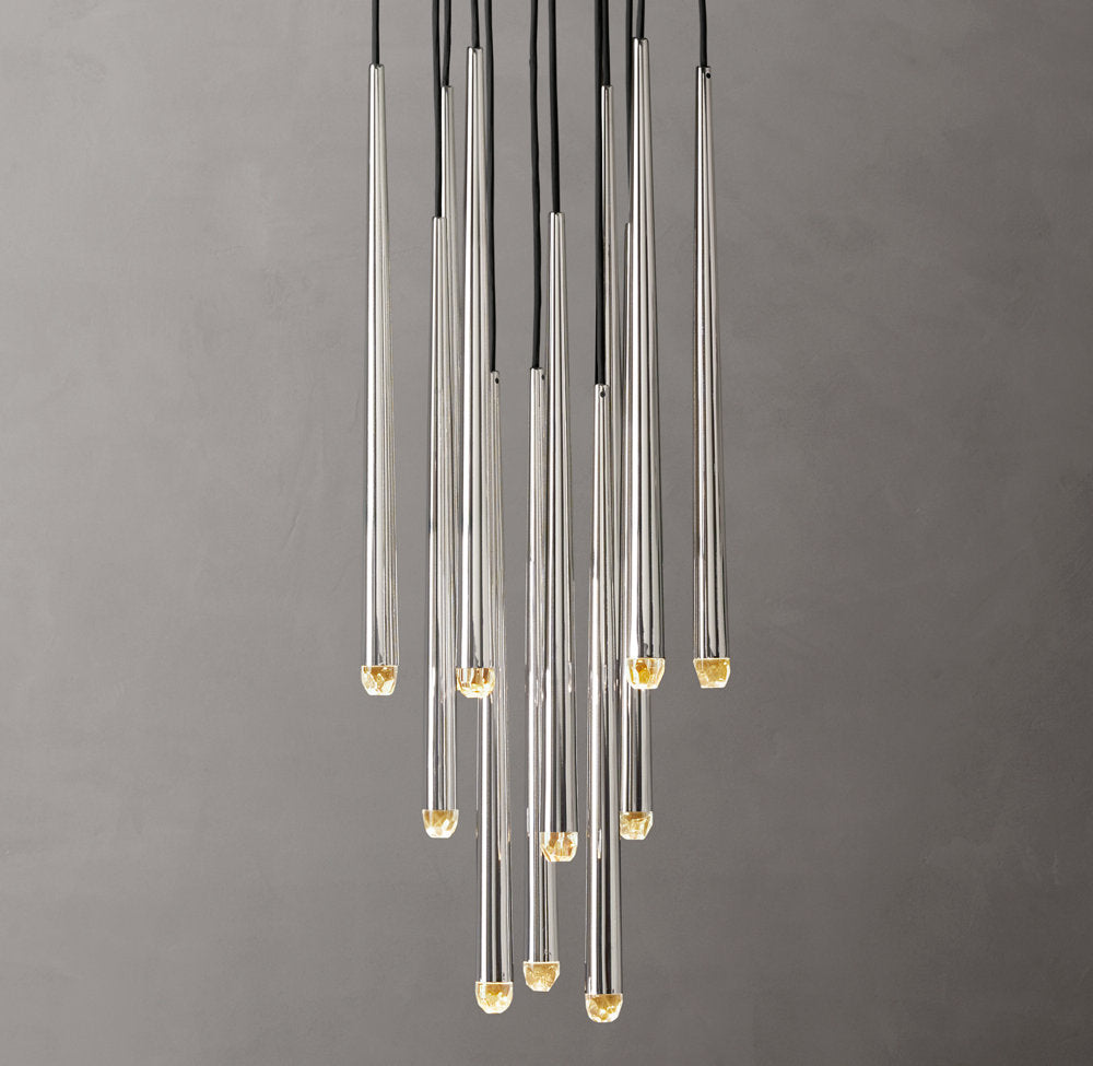 Suspended Brass LED Droplet Chandelier