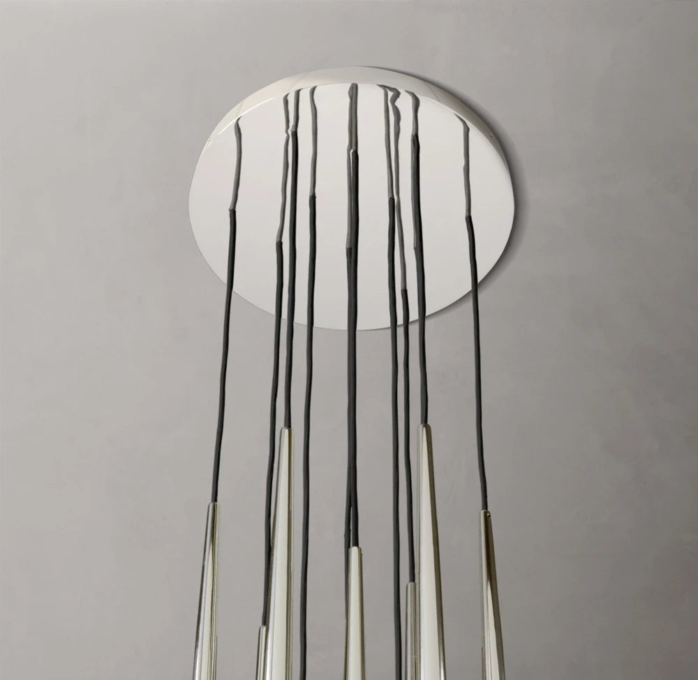 Suspended Brass LED Droplet Chandelier