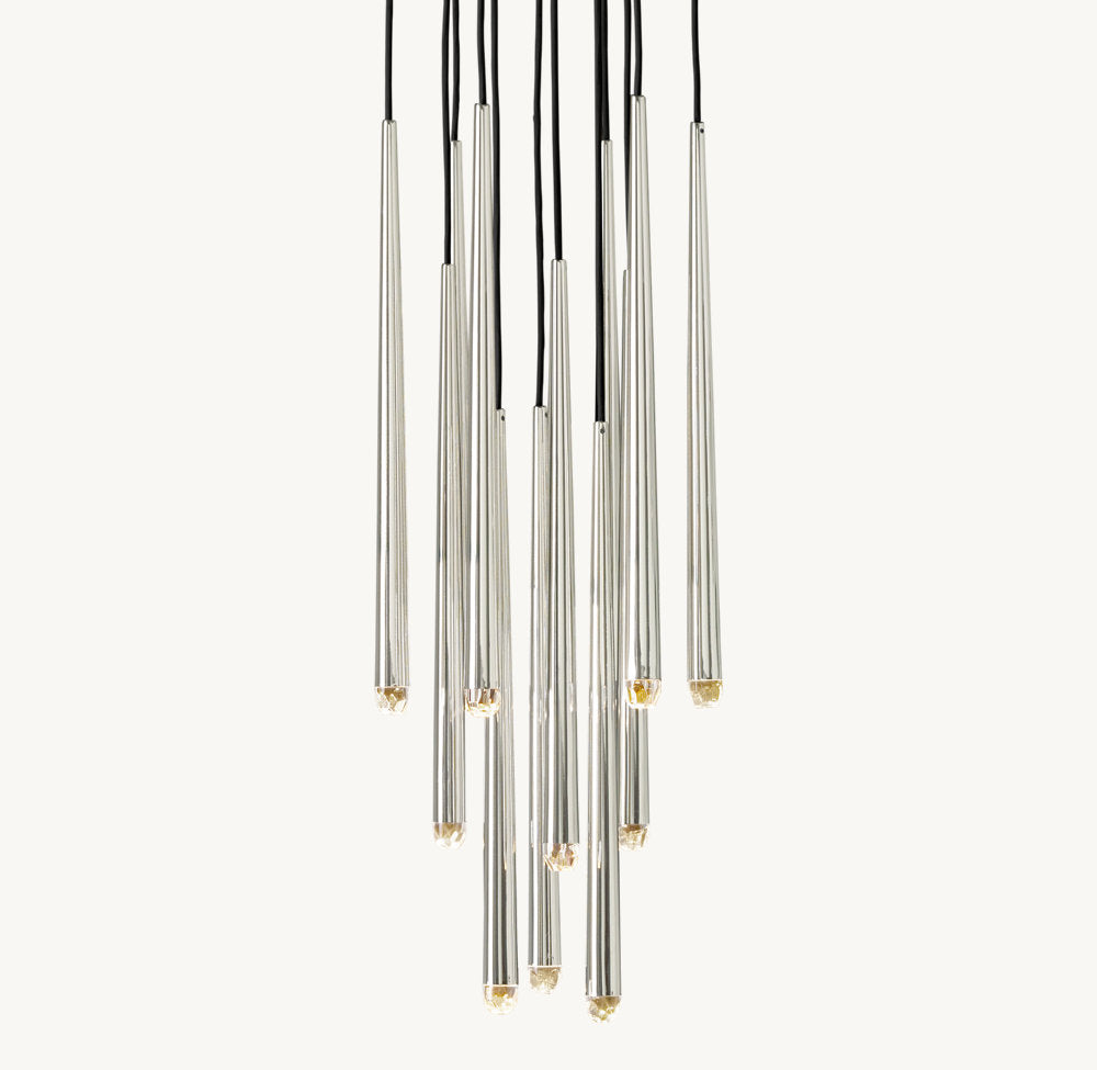 Suspended Brass LED Droplet Chandelier